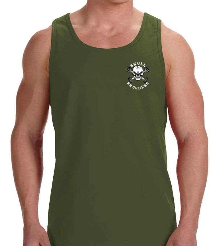 Mens' Tank Top Army Green Skull Krushers