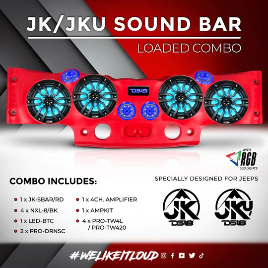 DS18 Jeep JK/JKU Loaded Sound Bar Combo - Skull Krushers
