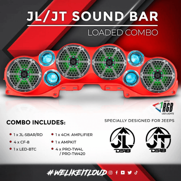 DS18 Jeep JL / JT (Gladiator) Loaded Soundbar Combo - Skull Krushers