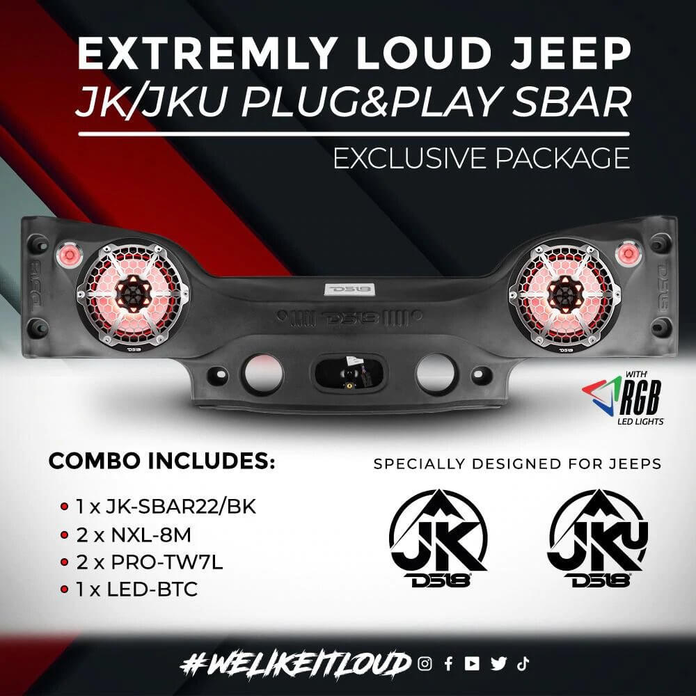 Extremely Loud Jeep JK/JKU Plug&PLay Sound Bar Package - Skull Krushers